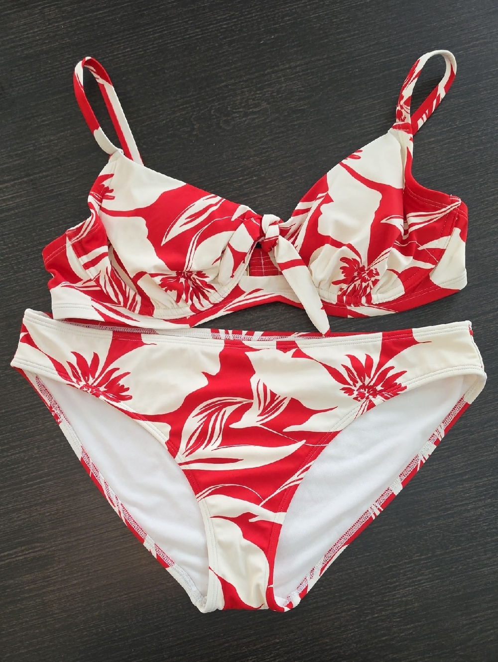 Shade & Shore Red and White Floral Bikini Set